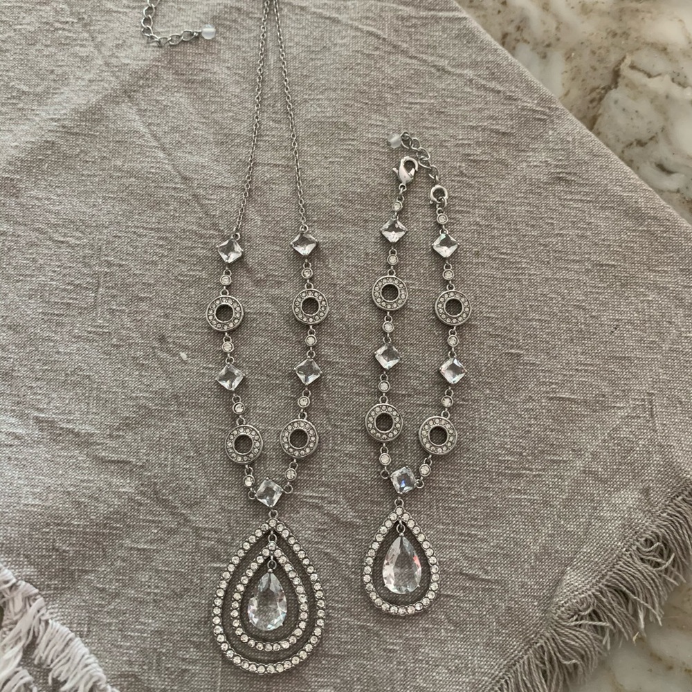 Rhinestone Necklace and Matching Bracelet